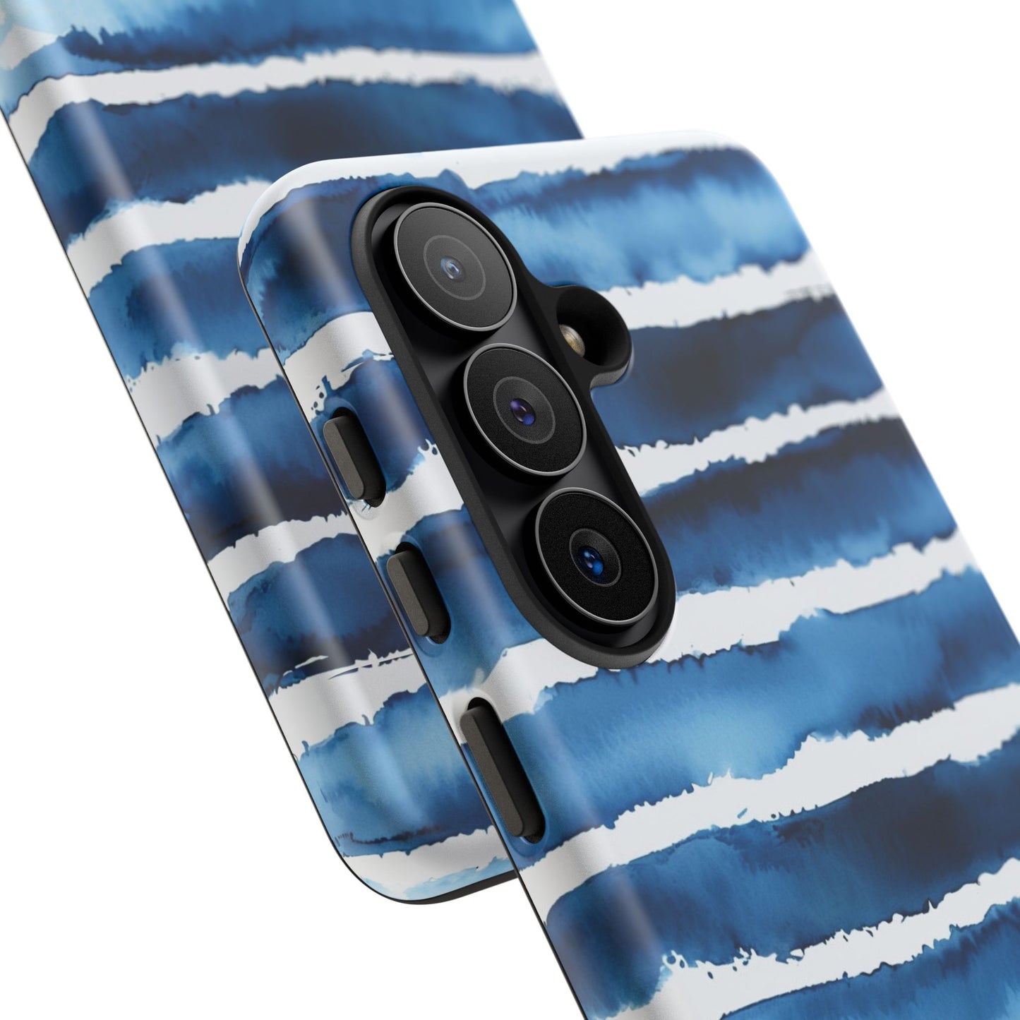 Blue & White Watercolor Stripe Tough Case