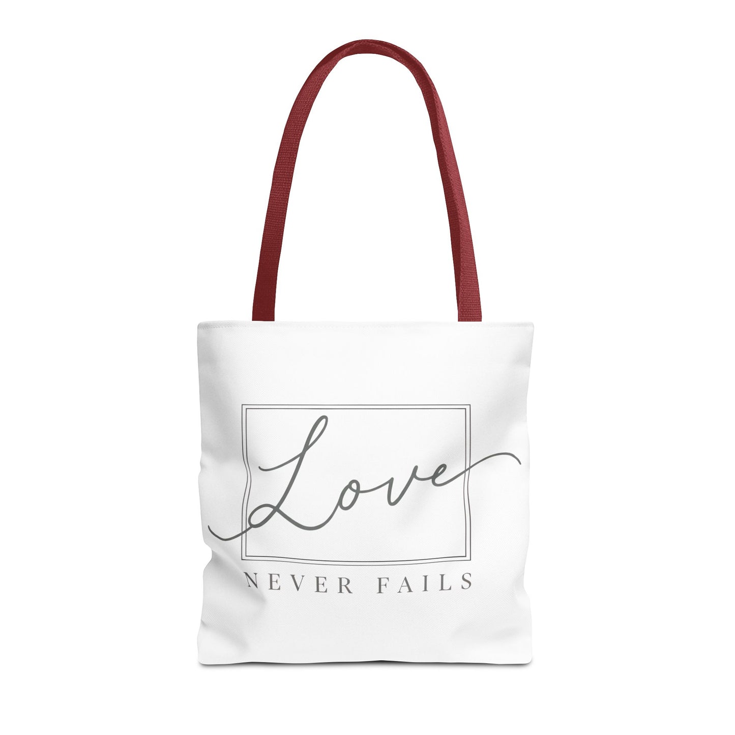 Love Never Fails Tote Bag