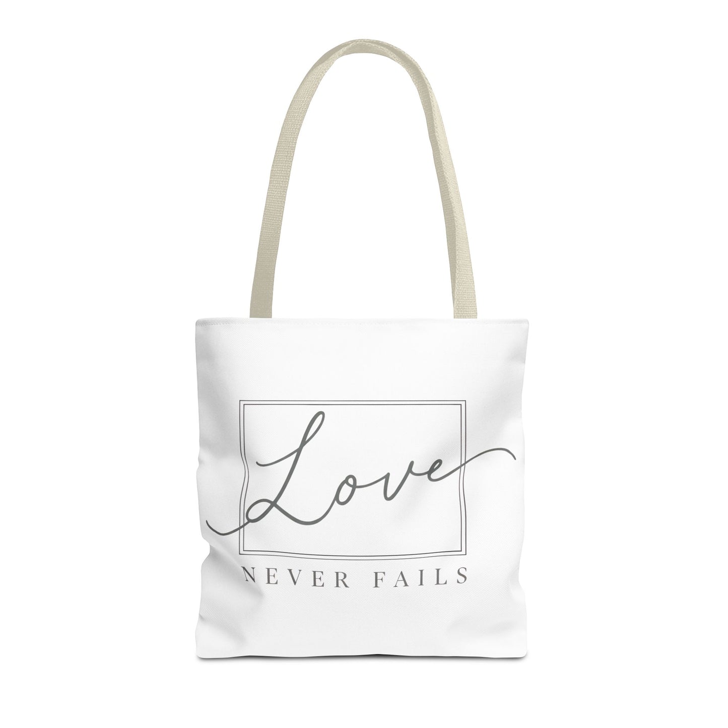 Love Never Fails Tote Bag