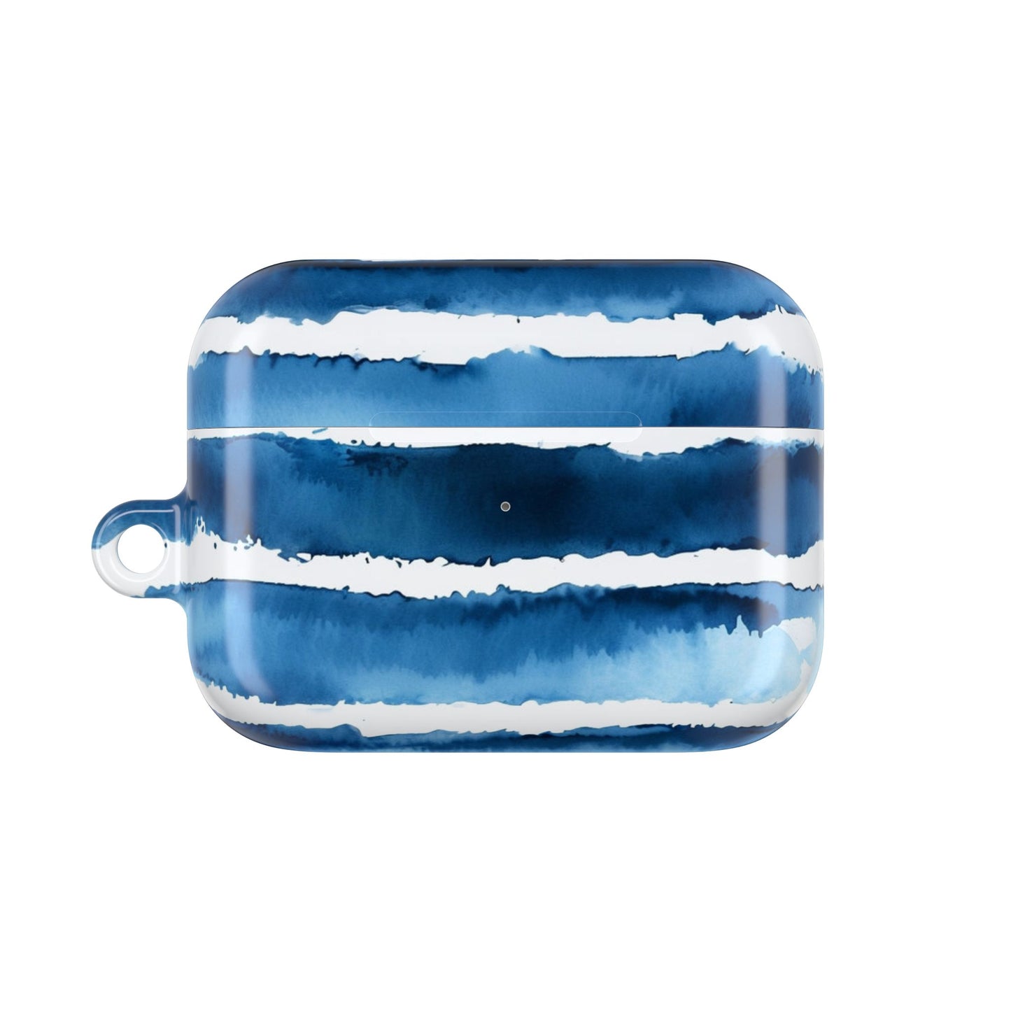 Blue Watercolor Stripe AirPod Case — Coastal Wave Protective Cover