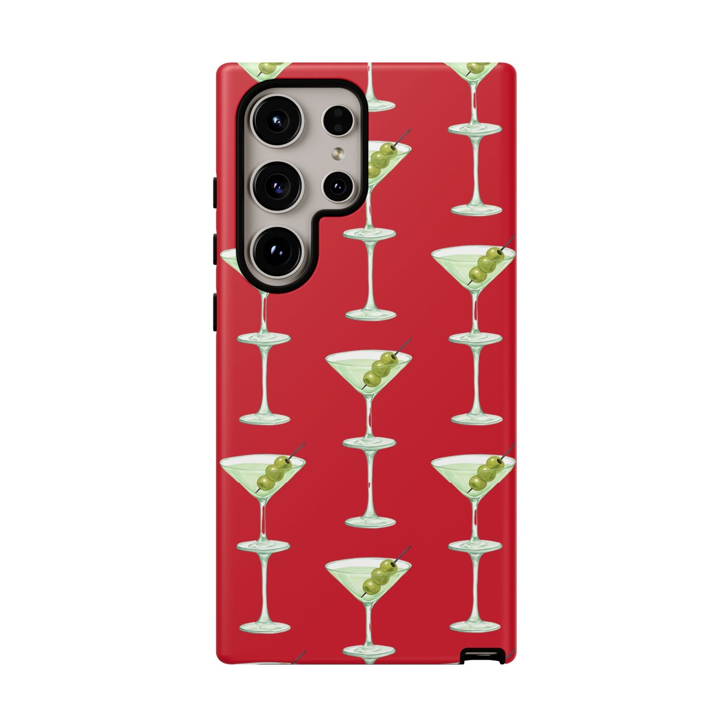Martini Pattern Tough Case — Dark Red Cocktail Phone Cover