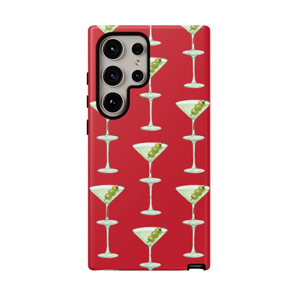 Martini Pattern Tough Case — Dark Red Cocktail Phone Cover