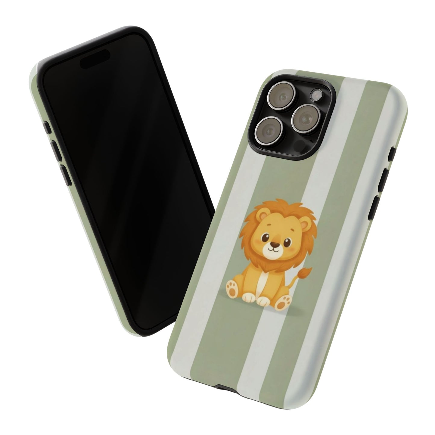 Baby Lion Phone Case — Olive green Striped Protective Design Cover