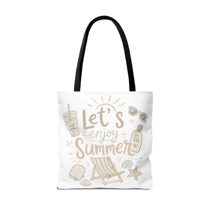 Let's Enjoy Summer Tote Bag — Beach Chair & Seashell Graphic