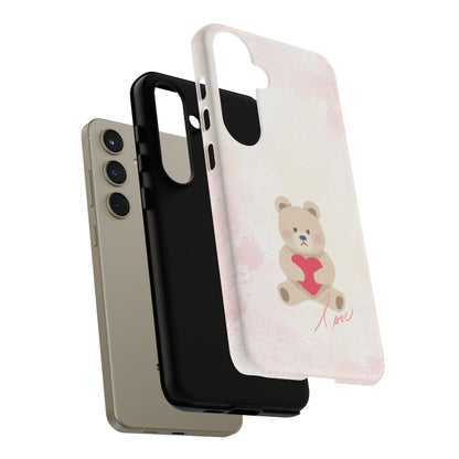 Teddy Bear Heart Phone Case – 'Love' Pastel Protective Design Cover