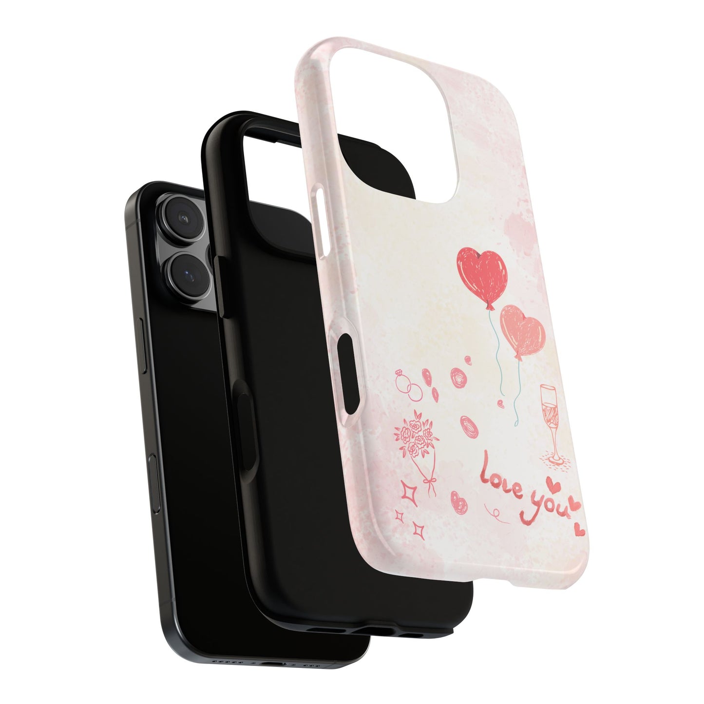 Valentine Heart Balloons Phone Case — "Love You" Romantic Protective Design Cover