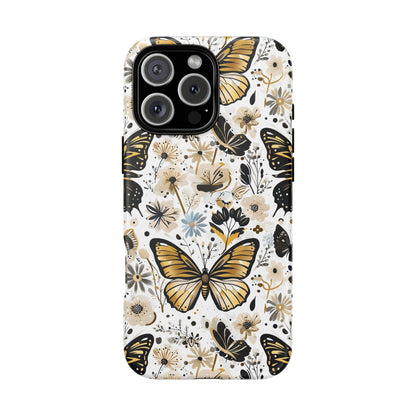Black & Gold Butterfly Floral Phone Case - Seamless Pattern Design Cover