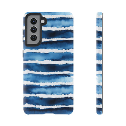 Blue & White Watercolor Stripe Tough Case