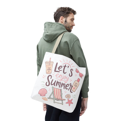 Let's Enjoy Summer Tote Bag — Beach Chair & Seashell Graphic