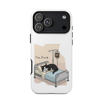 "I'm fine" Cat lying in bed - Tuxedo Cat Protective Design Cover