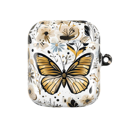 Gold & black Butterfly Floral AirPod Case — Decorative Charging Case