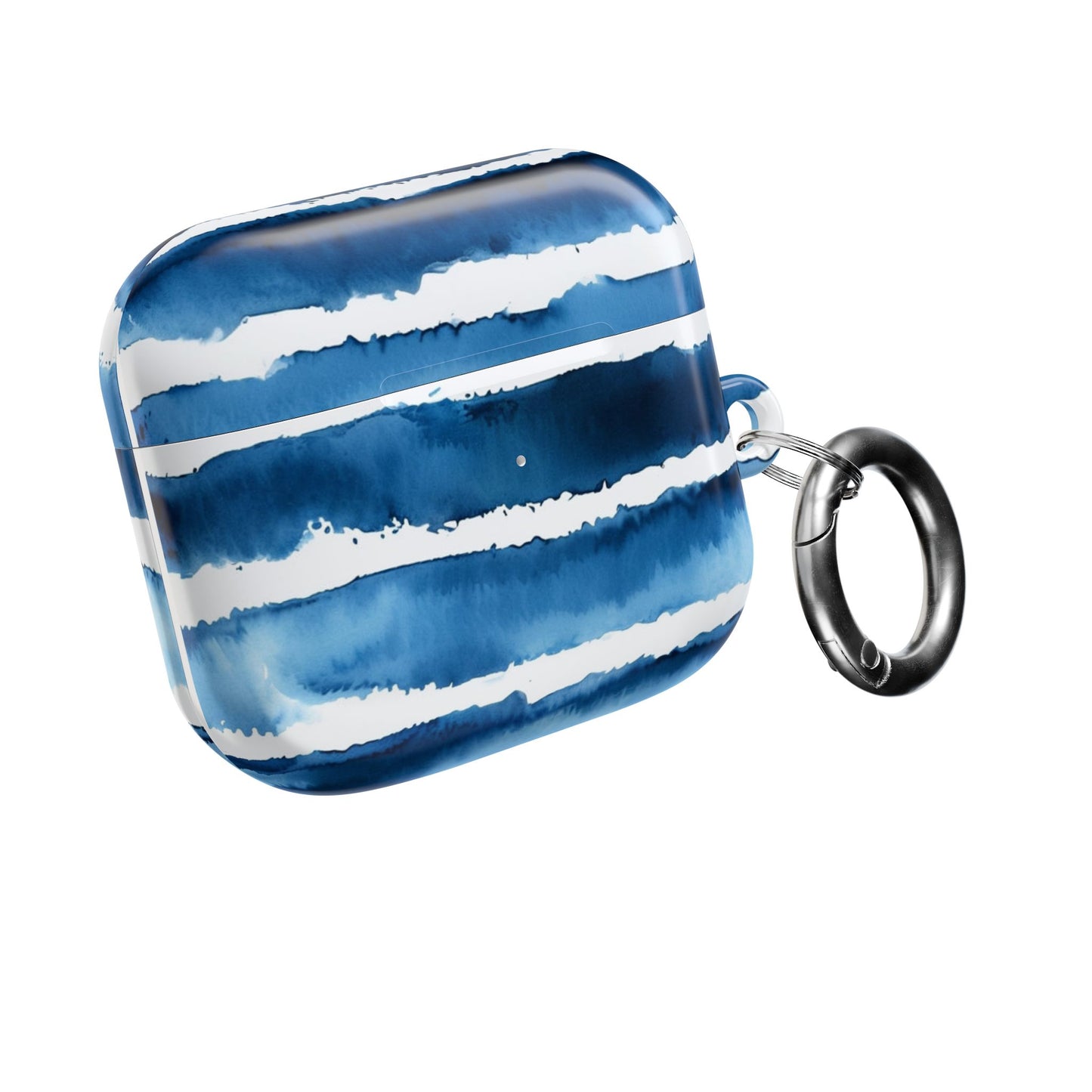 Blue Watercolor Stripe AirPod Case — Coastal Wave Protective Cover