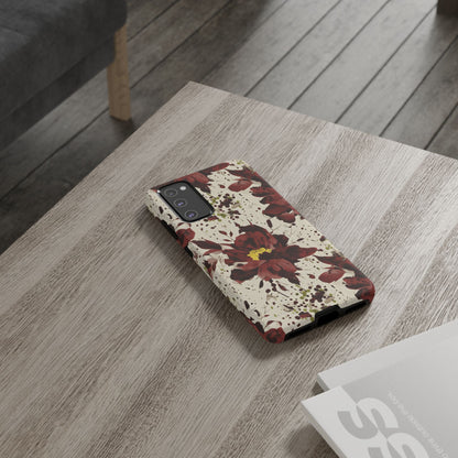 Royral Red Watercolor Floral Phone Case — Seamless Pastel Flower Protective Design Cover