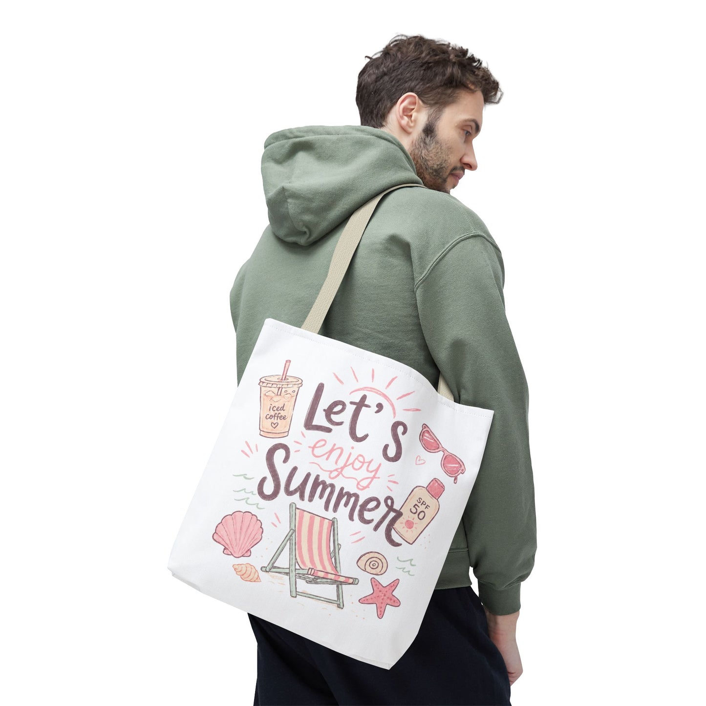 Let's Enjoy Summer Tote Bag — Beach Chair & Seashell Graphic