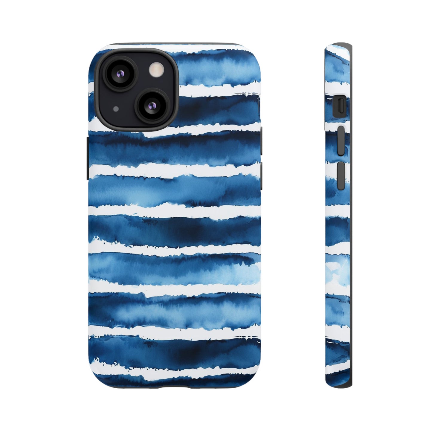 Blue & White Watercolor Stripe Tough Case