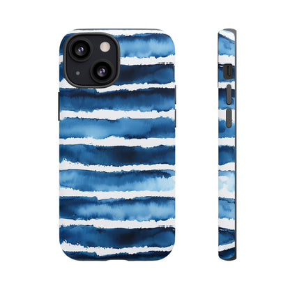 Blue & White Watercolor Stripe Tough Case