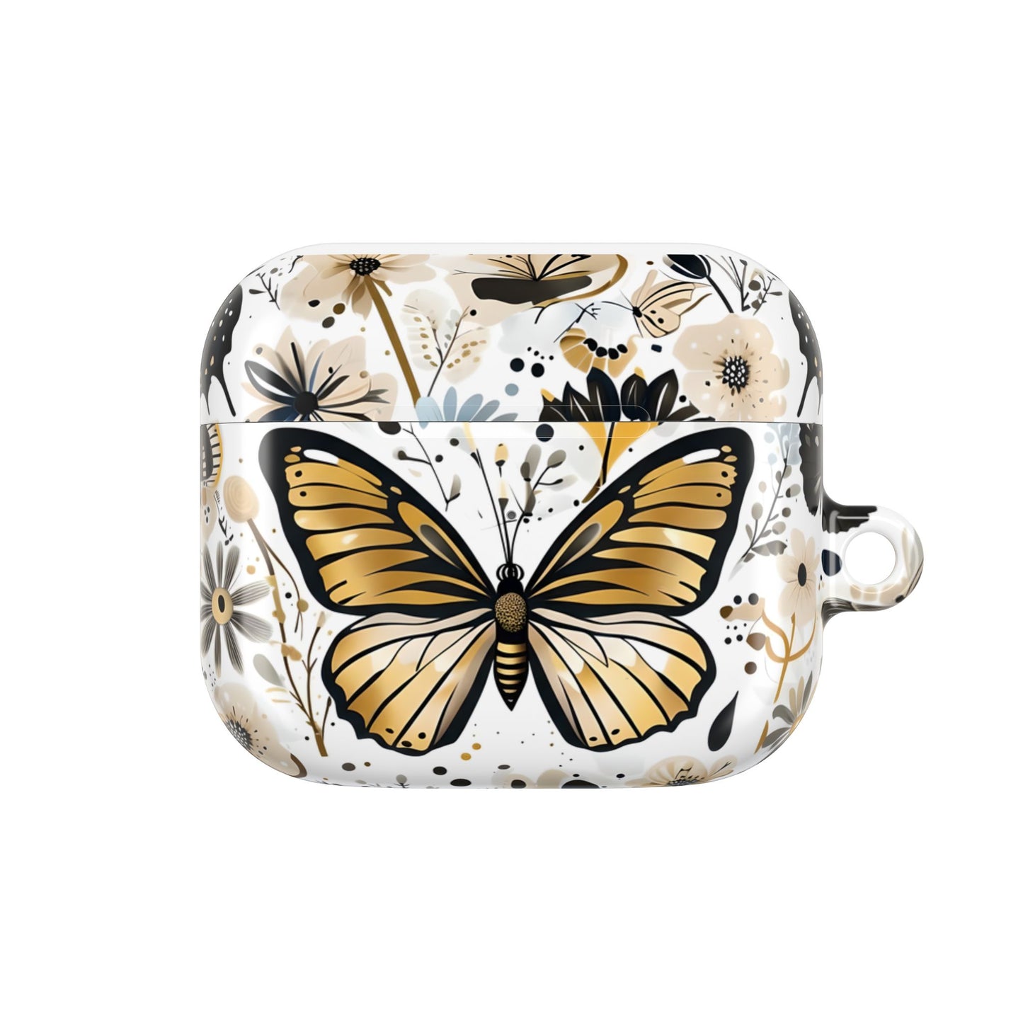 Gold & black Butterfly Floral AirPod Case — Decorative Charging Case