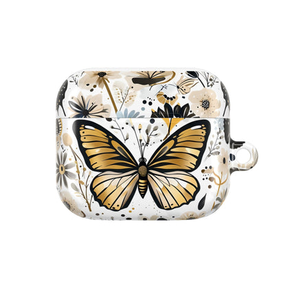 Gold & black Butterfly Floral AirPod Case — Decorative Charging Case