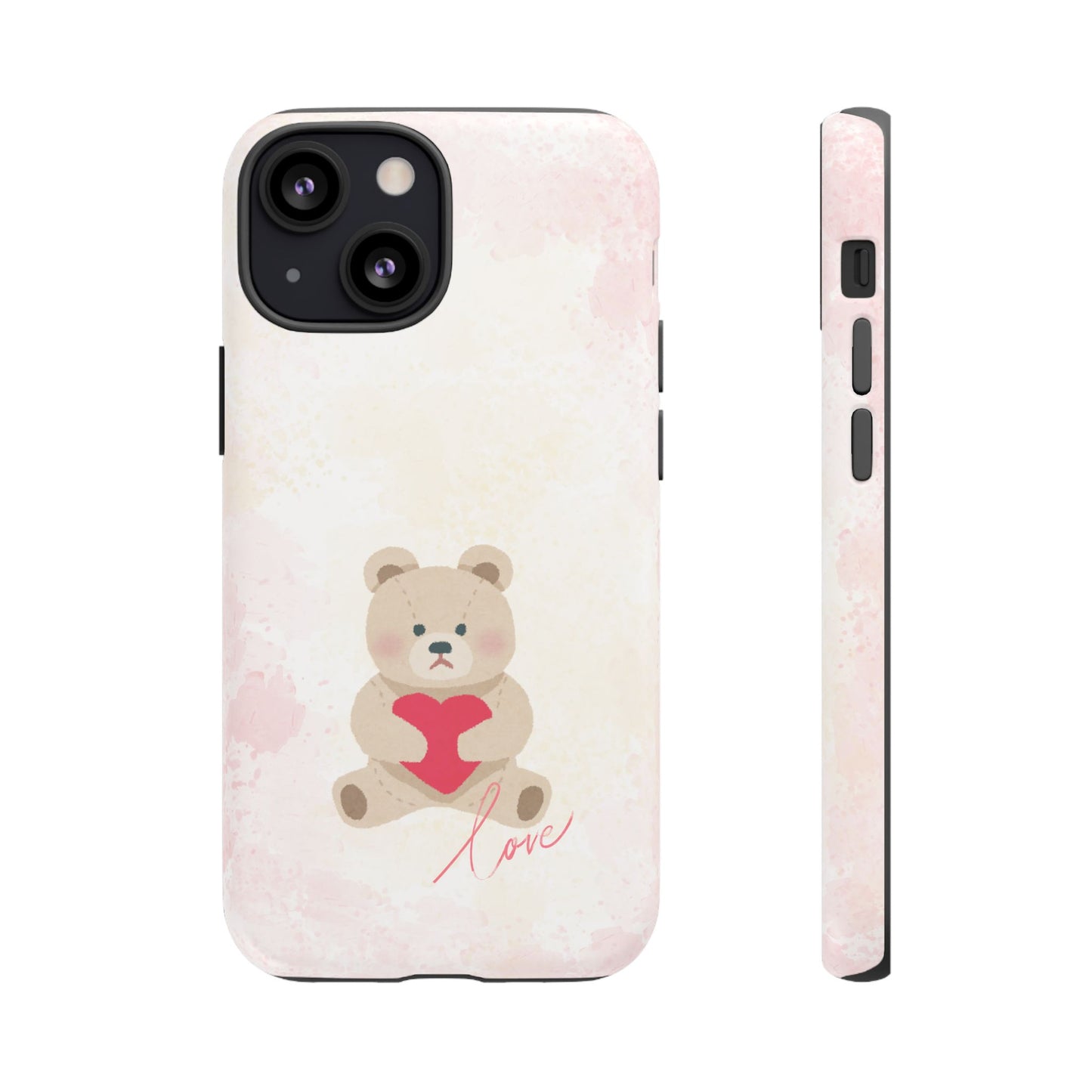 Teddy Bear Heart Phone Case – 'Love' Pastel Protective Design Cover