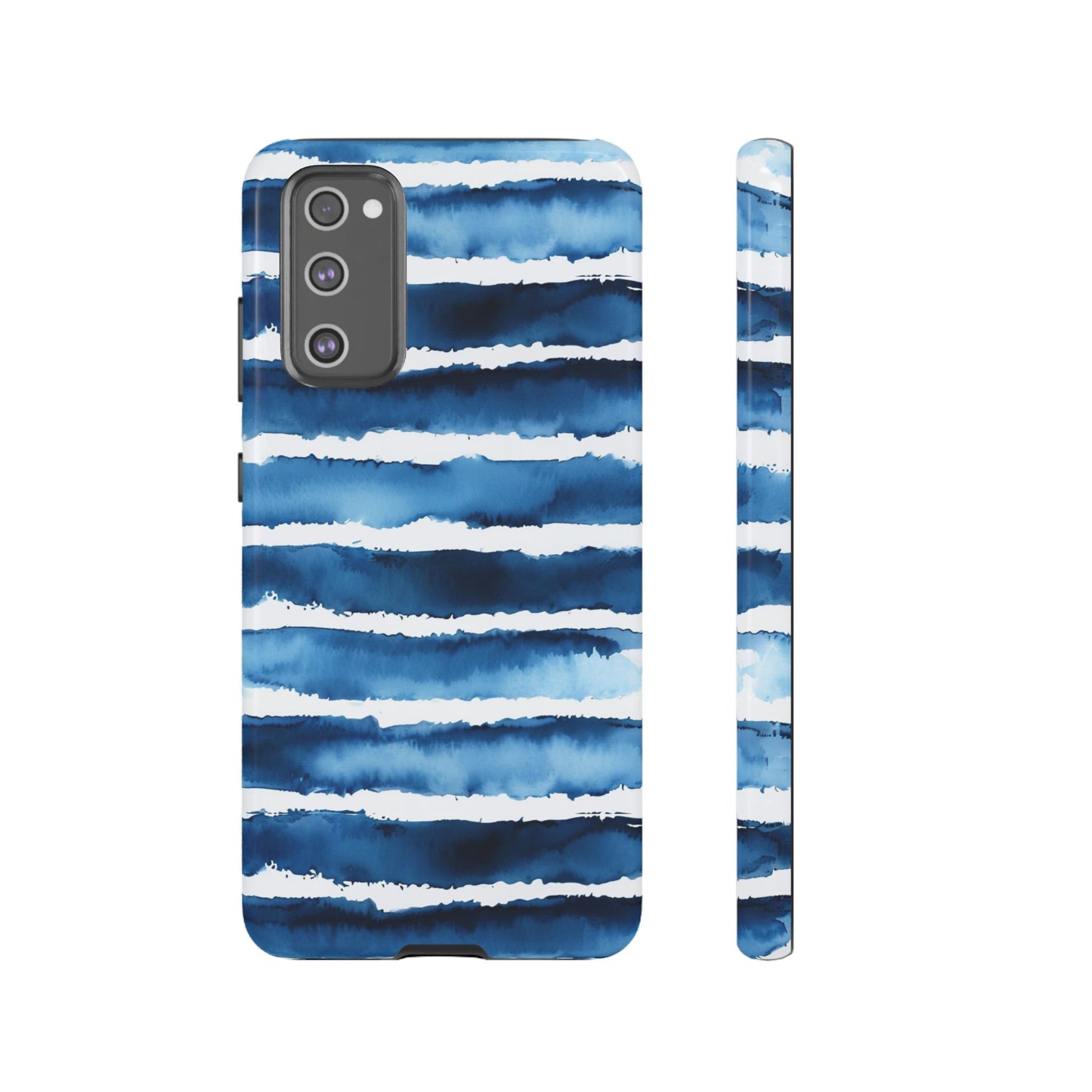 Blue & White Watercolor Stripe Tough Case