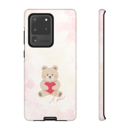 Teddy Bear Heart Phone Case – 'Love' Pastel Protective Design Cover