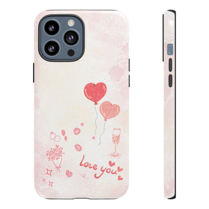 Valentine Heart Balloons Phone Case — "Love You" Romantic Protective Design Cover