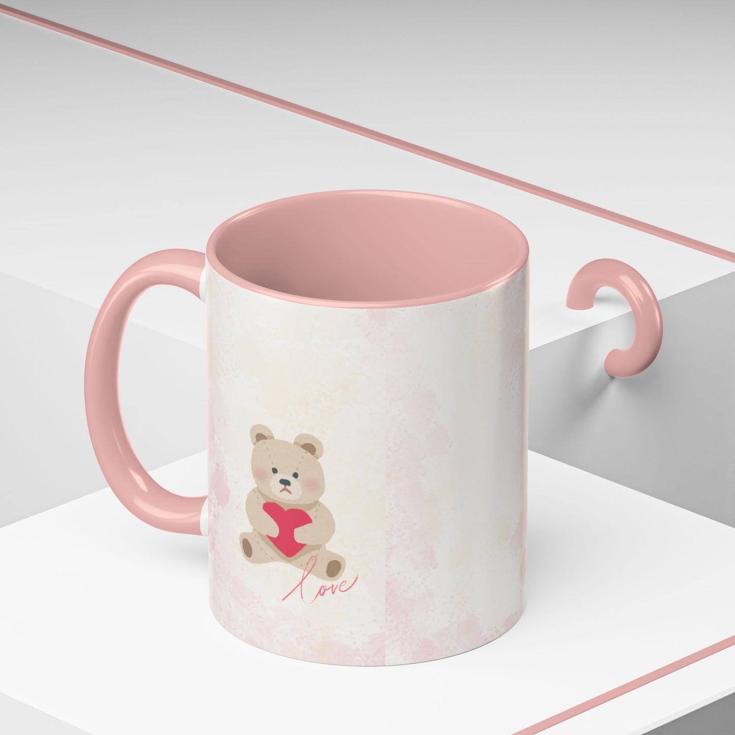Pink Teddy Bear Heart Accent Coffee Mug (11/15oz)