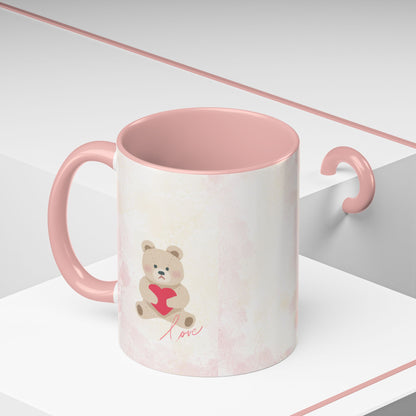 Pink Teddy Bear Heart Accent Coffee Mug (11/15oz)