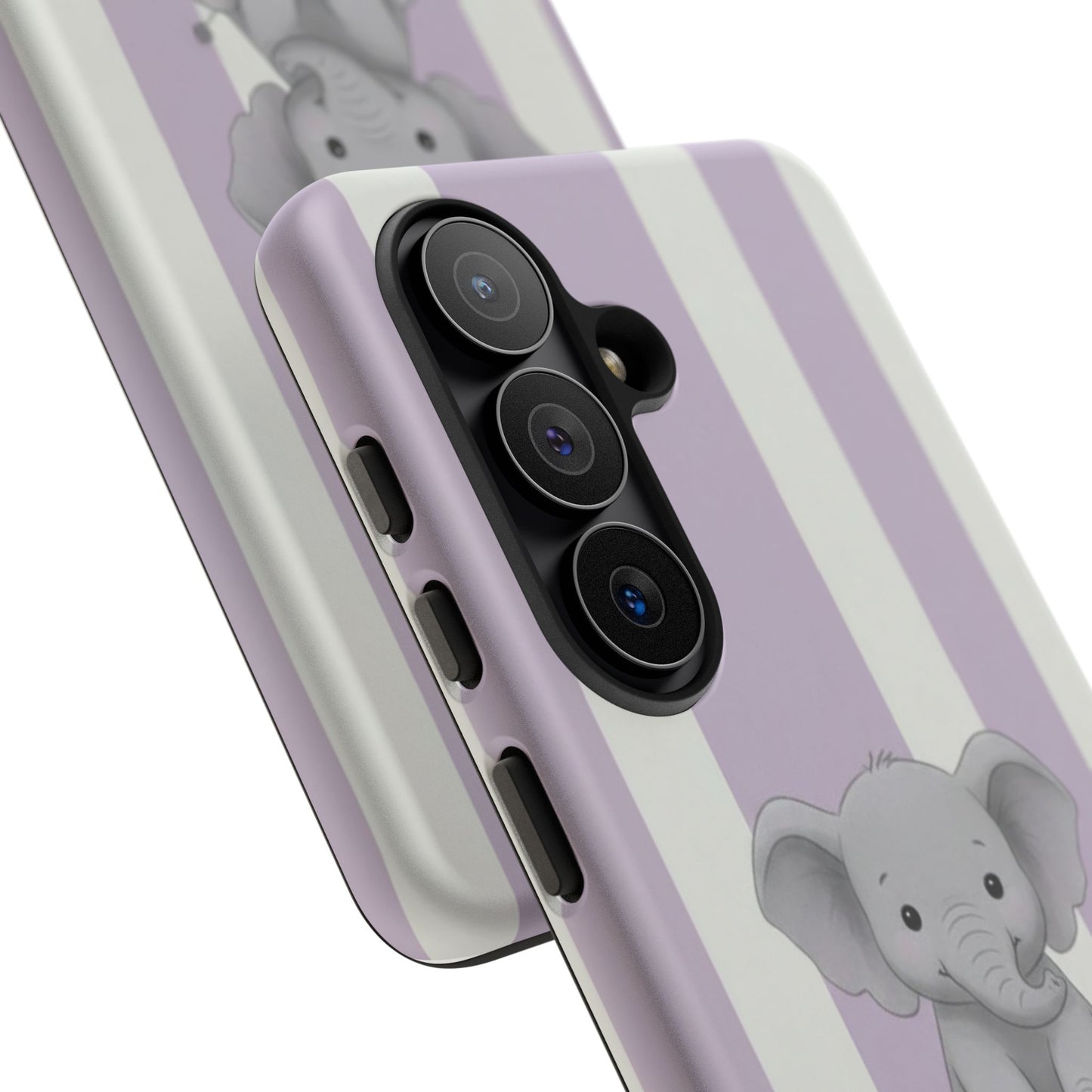 Baby Elephant Phone Case — Soft Purple Striped Protective Design Cover