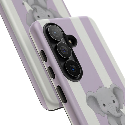 Baby Elephant Phone Case — Soft Purple Striped Protective Design Cover