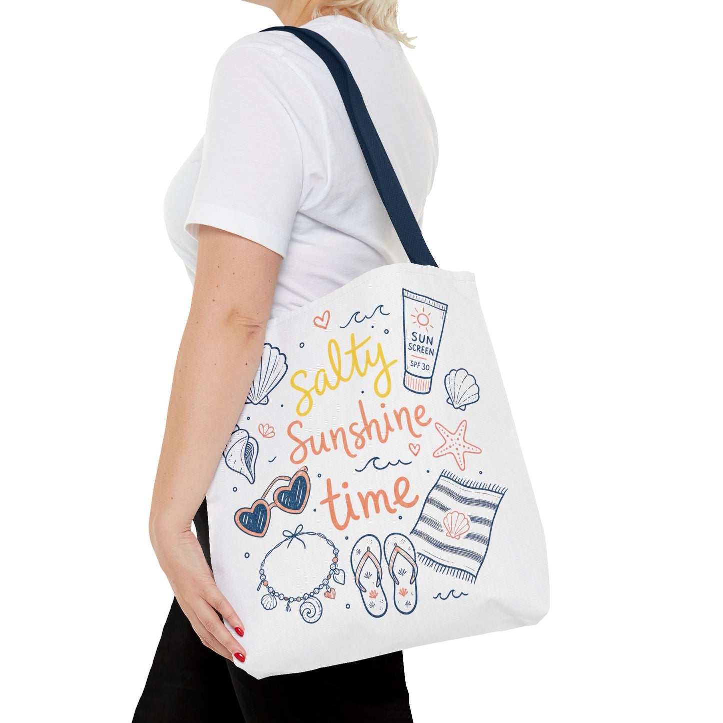 Beach Vibes Tote — "Salty Sunshine Time" Summer Beach Bag