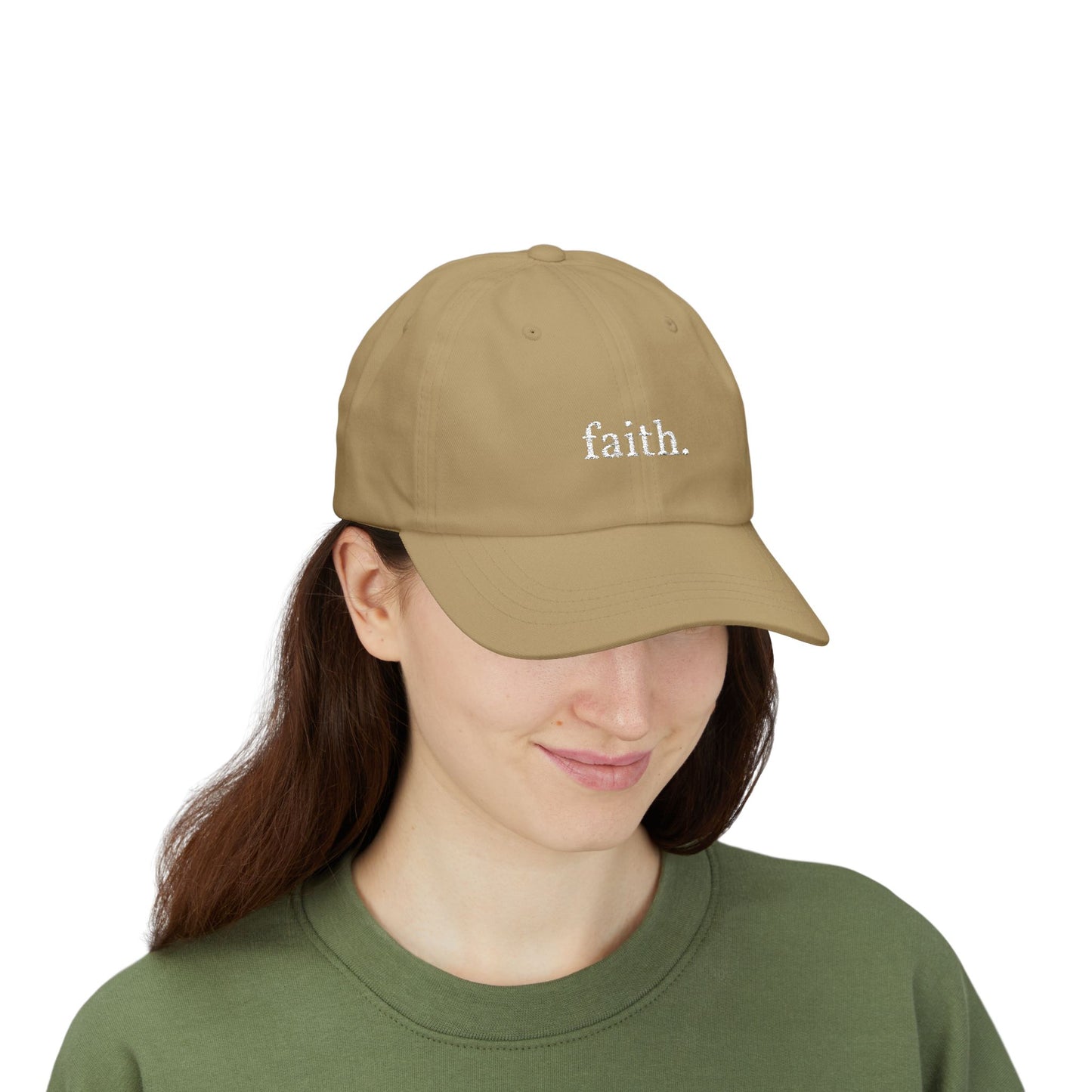 Faith Dad Cap — 'faith.' Front with Heb 11:1 Back Embroidered Baseball Hat