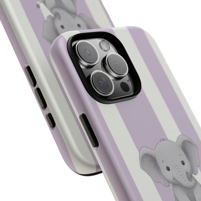 Baby Elephant Phone Case — Soft Purple Striped Protective Design Cover