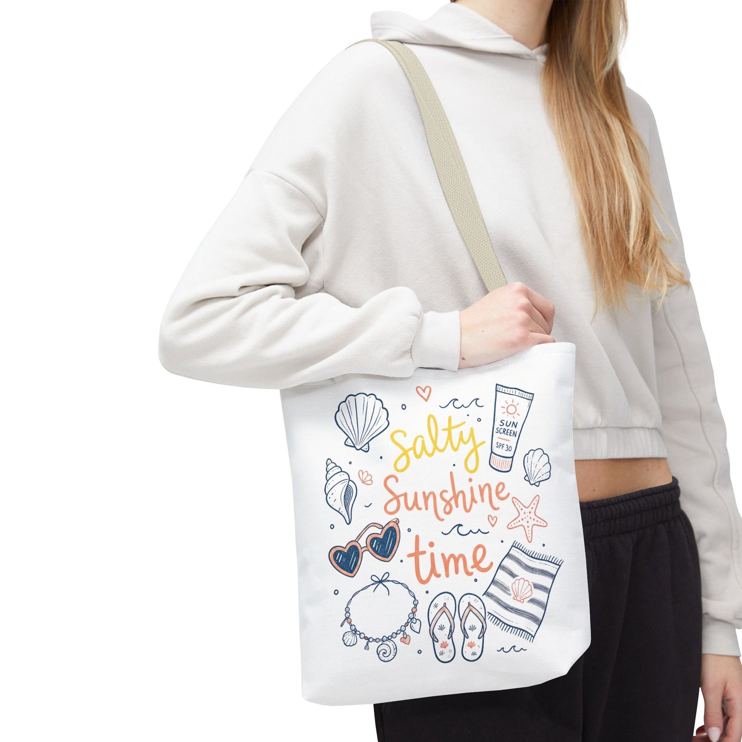 Beach Vibes Tote — "Salty Sunshine Time" Summer Beach Bag