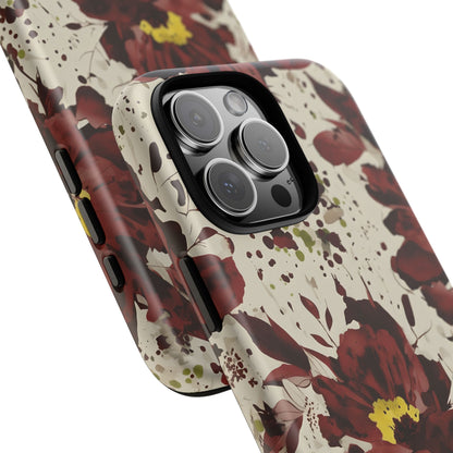 Royral Red Watercolor Floral Phone Case — Seamless Pastel Flower Protective Design Cover