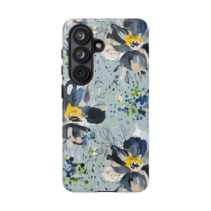 Blue Watercolor Floral Phone Case — Seamless Pastel Flower Protective Design Cover