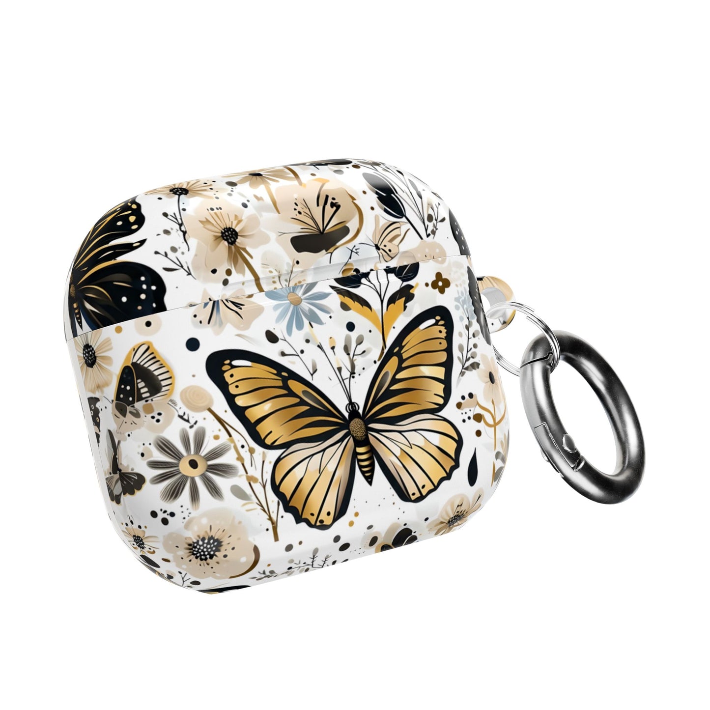 Gold & black Butterfly Floral AirPod Case — Decorative Charging Case