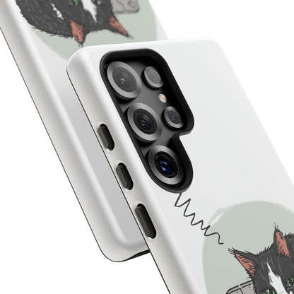 Cat “Me at Work” Phone Case – Tuxedo Cat Coffee Desk Design Cover