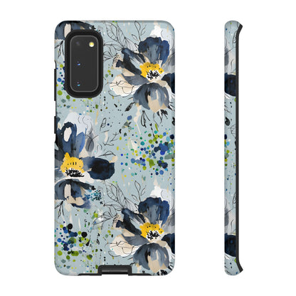 Blue Watercolor Floral Phone Case — Seamless Pastel Flower Protective Design Cover