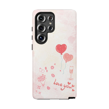 Valentine Heart Balloons Phone Case — "Love You" Romantic Protective Design Cover