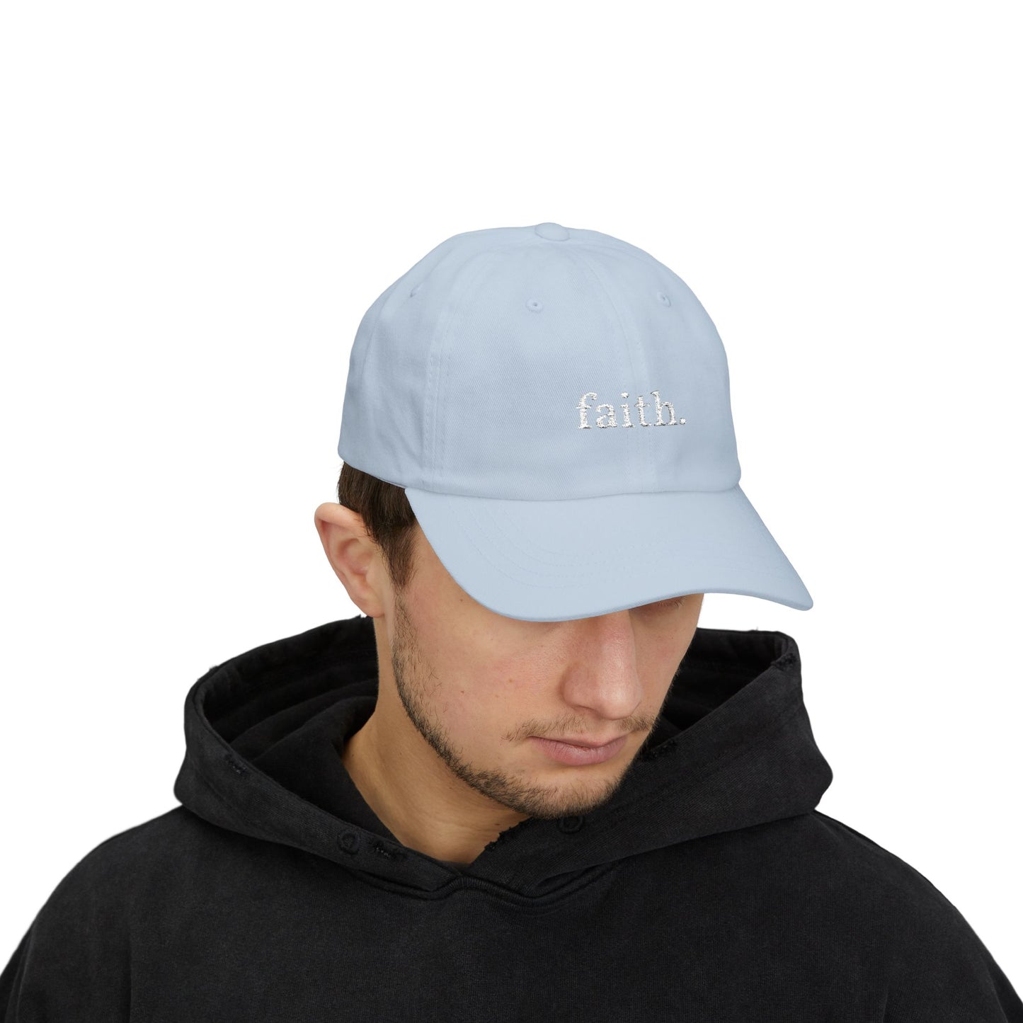 Faith Dad Cap — 'faith.' Front with Heb 11:1 Back Embroidered Baseball Hat