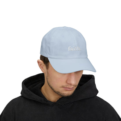 Faith Dad Cap — 'faith.' Front with Heb 11:1 Back Embroidered Baseball Hat