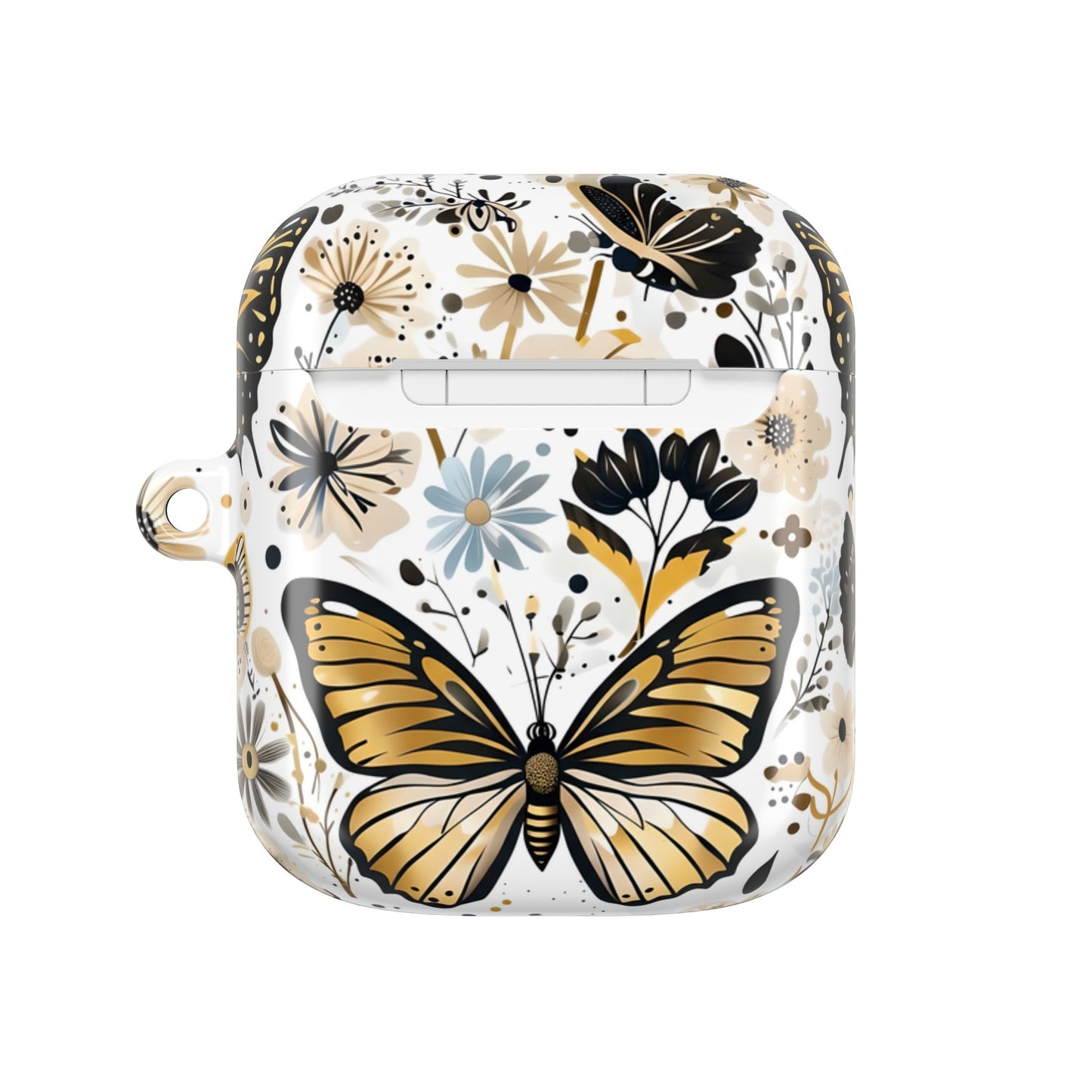 Gold & black Butterfly Floral AirPod Case — Decorative Charging Case