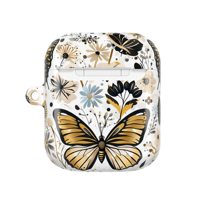 Gold & black Butterfly Floral AirPod Case — Decorative Charging Case