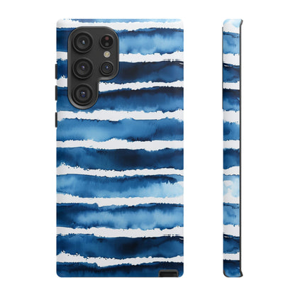 Blue & White Watercolor Stripe Tough Case