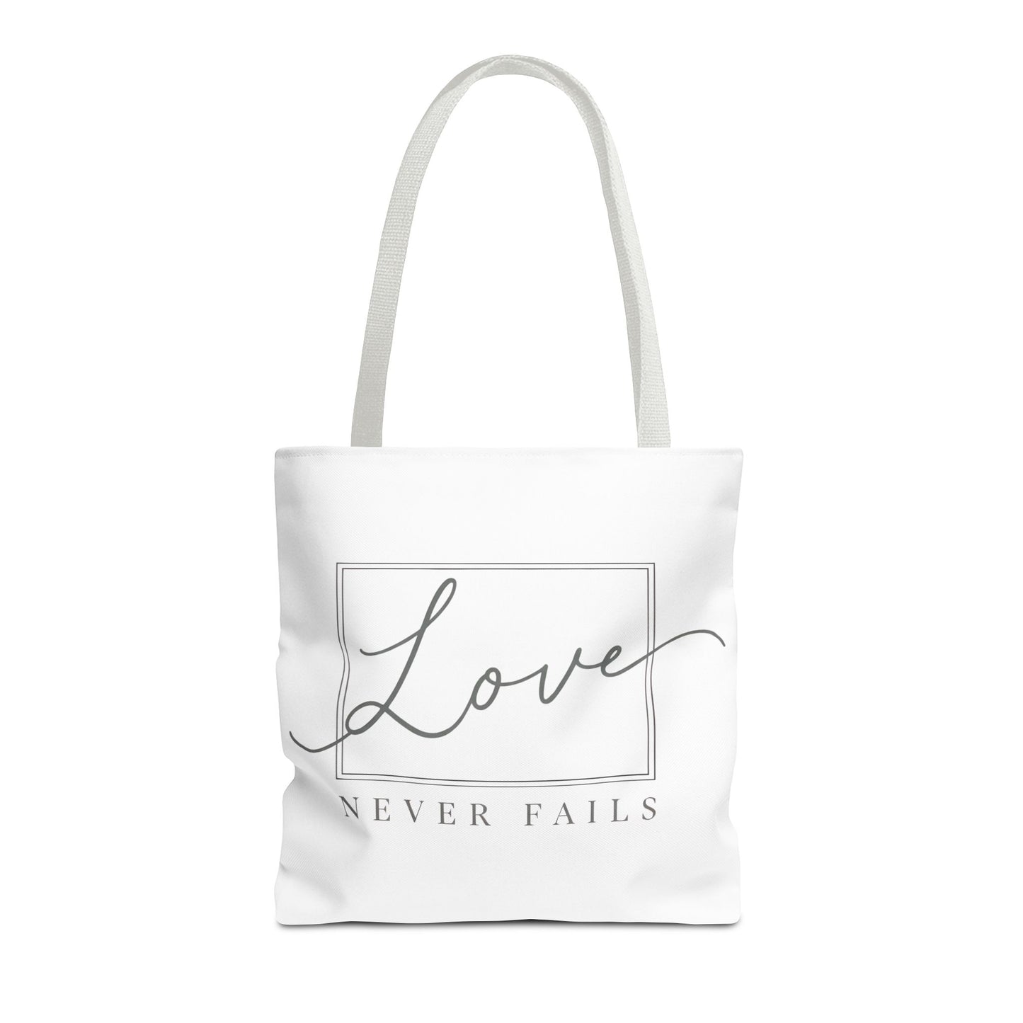 Love Never Fails Tote Bag