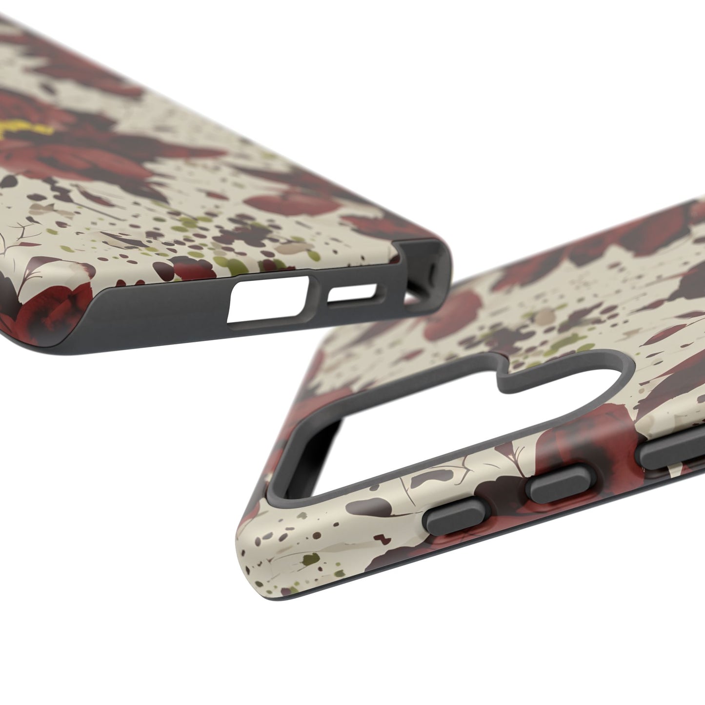 Royral Red Watercolor Floral Phone Case — Seamless Pastel Flower Protective Design Cover