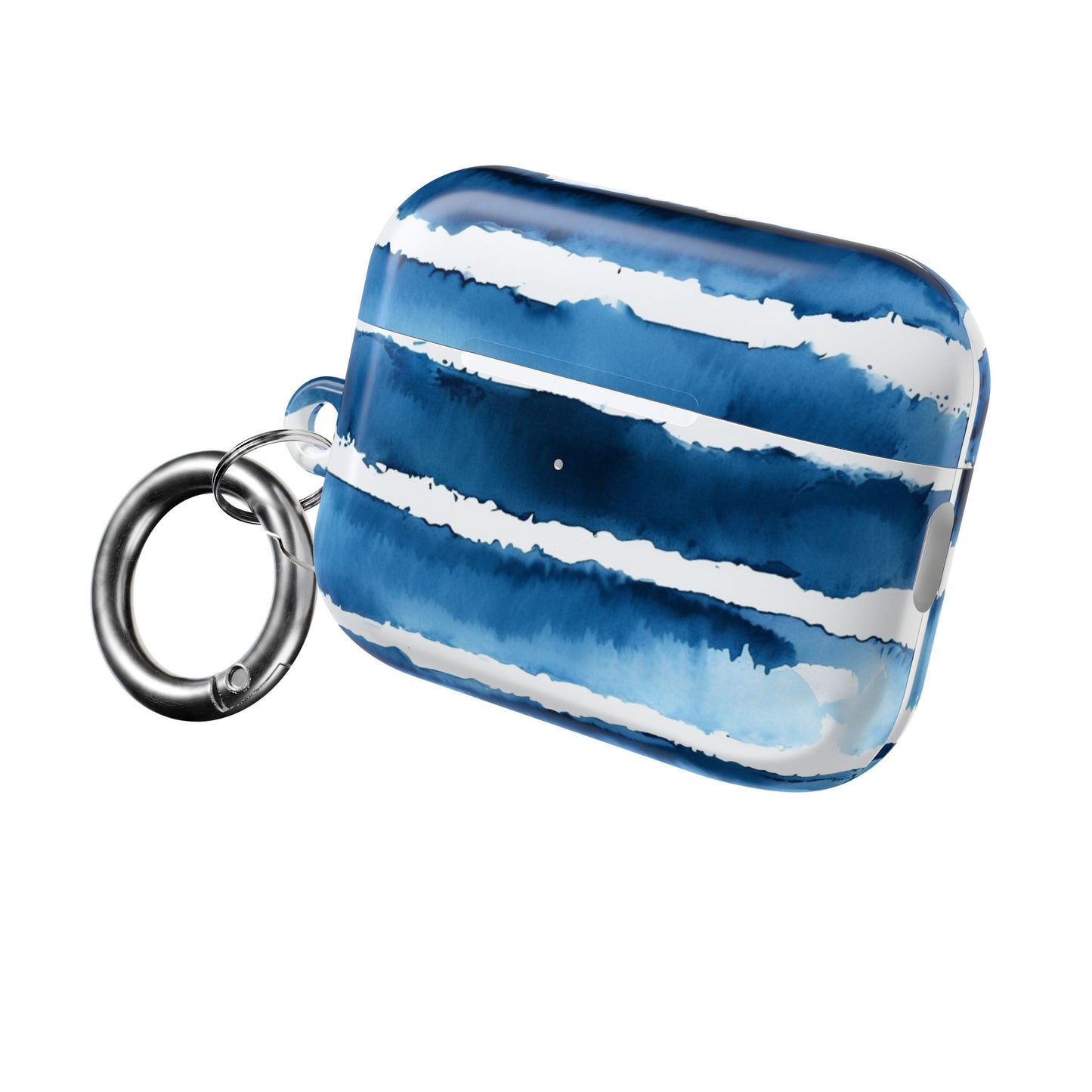 Blue Watercolor Stripe AirPod Case — Coastal Wave Protective Cover