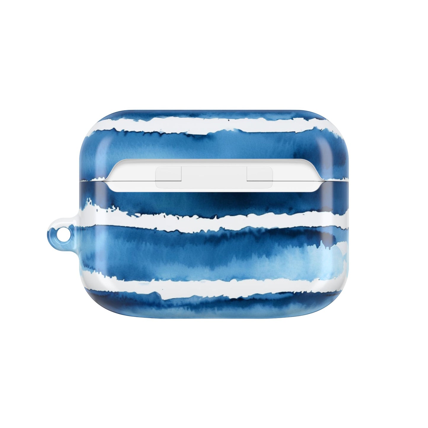 Blue Watercolor Stripe AirPod Case — Coastal Wave Protective Cover