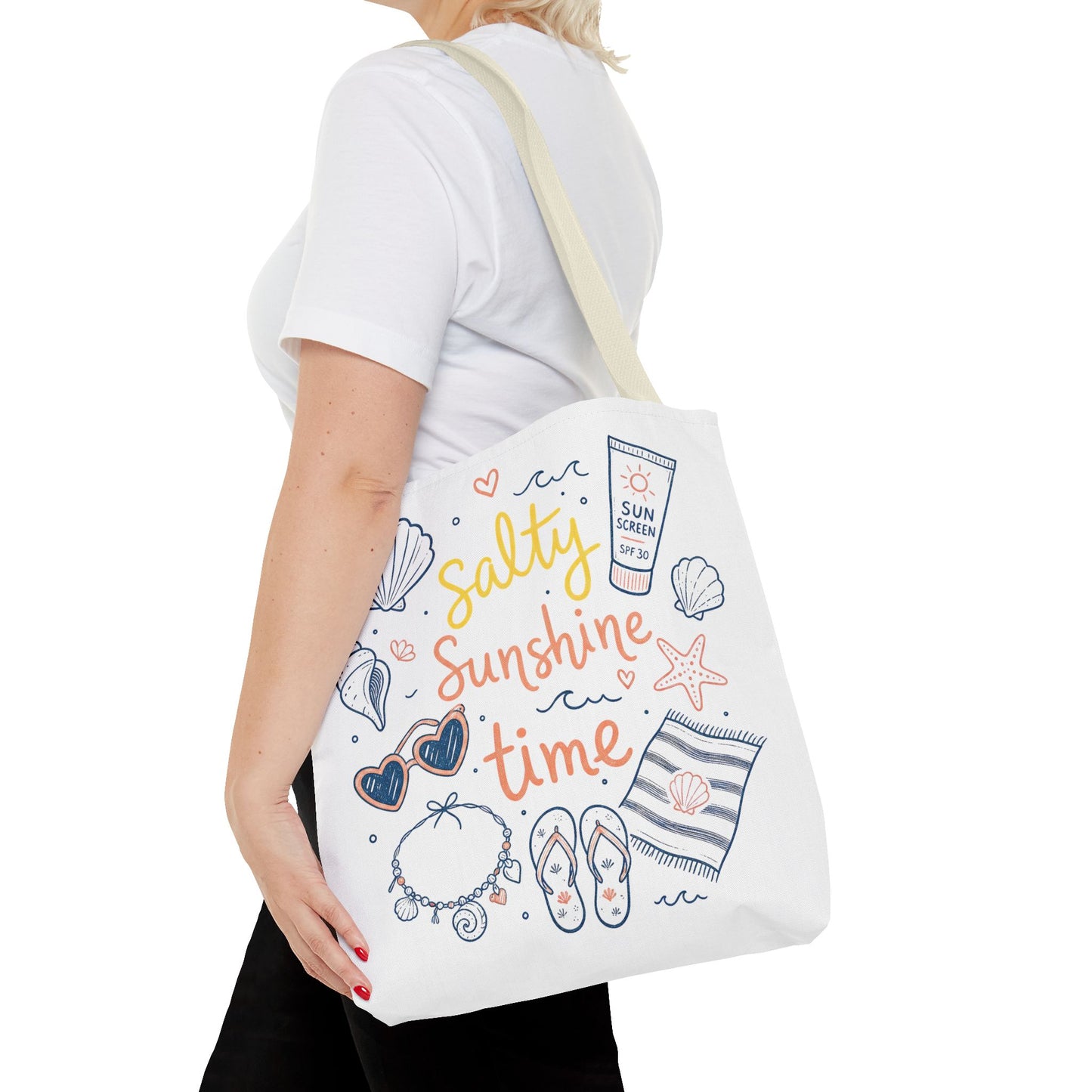 Beach Vibes Tote — "Salty Sunshine Time" Summer Beach Bag